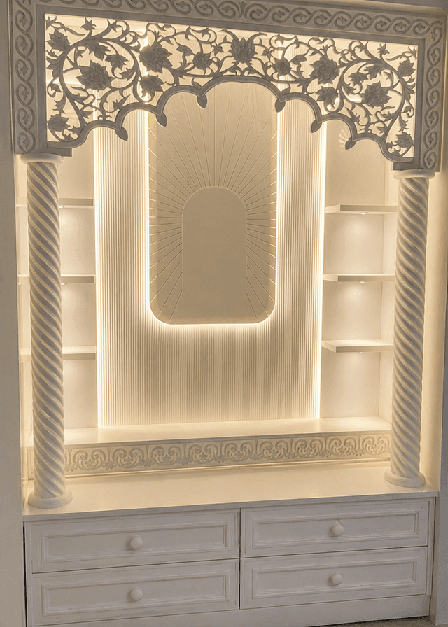Corian Mandir collection - Modern white finish