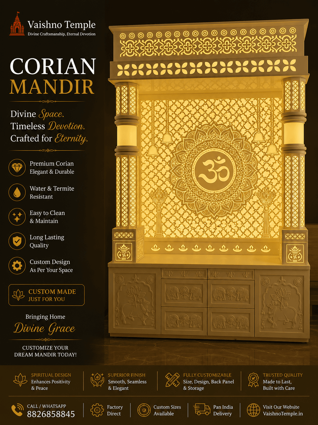 Big Size Corian Mandir